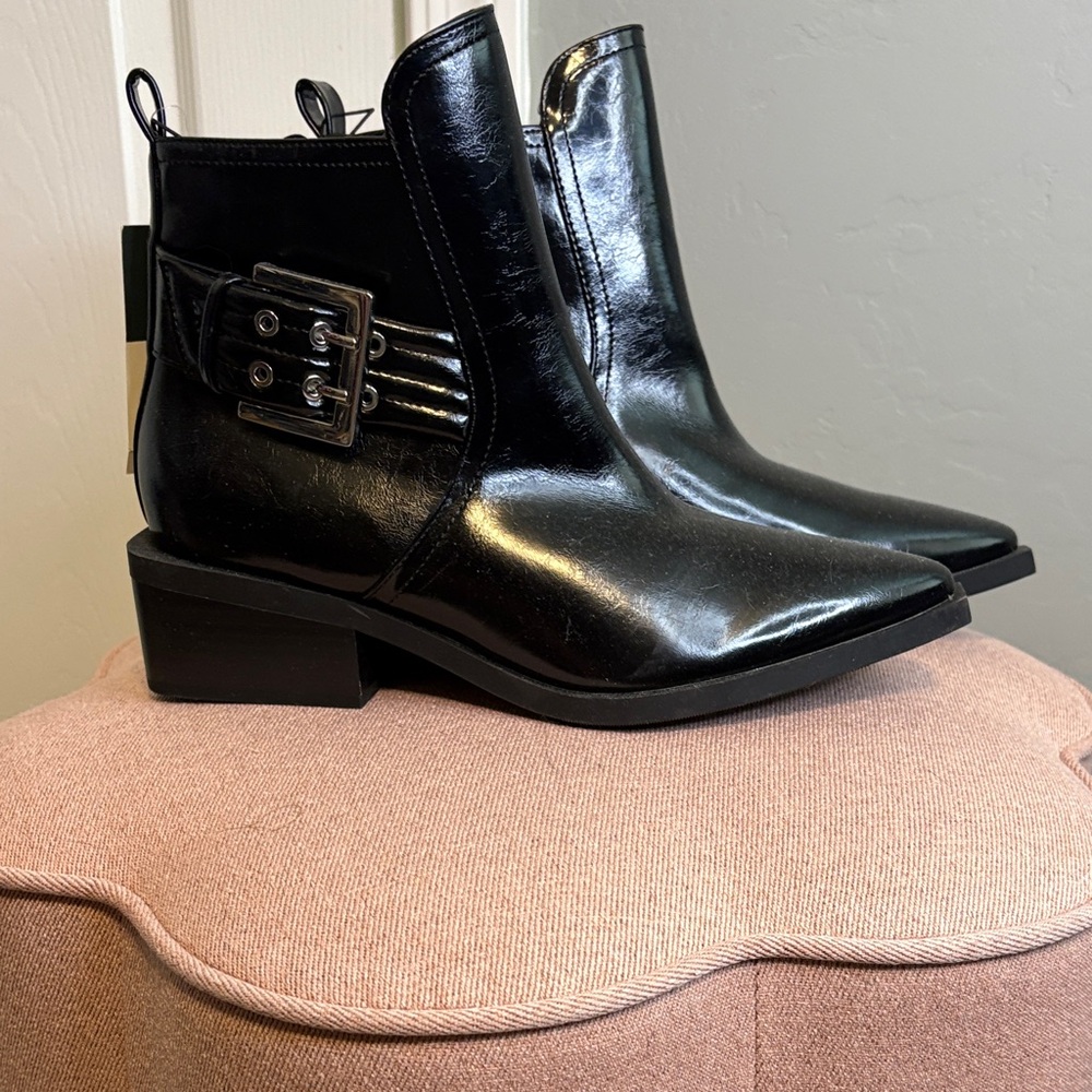wild fable Black Pointed Buckle Ankle Boots